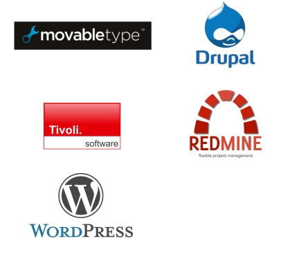 movabletype, Drupal, Tivoli software, REDMINE, WORDPRESS